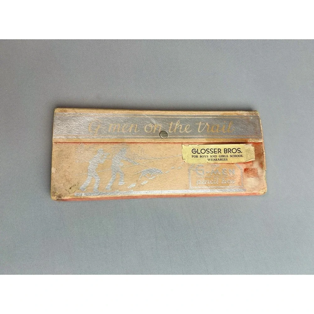 Vintage G-men On The Trail Kids'‎ School Pencil Case & Protractor